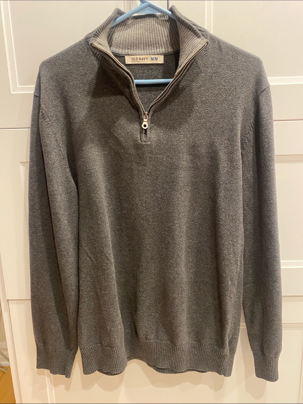 Old Navy Men’s Classic Dark Gray Half-Zip Cotton Sweater Size Medium - Picture 1 of 14